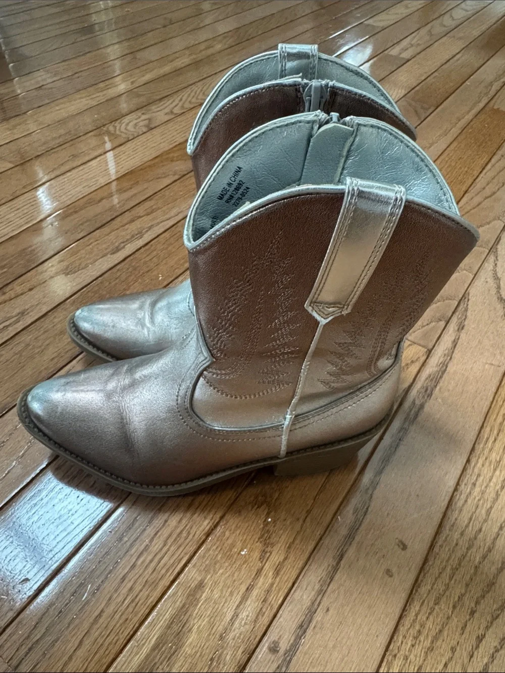 Kids Steve Madden Metallic Copper Western Zip Boots